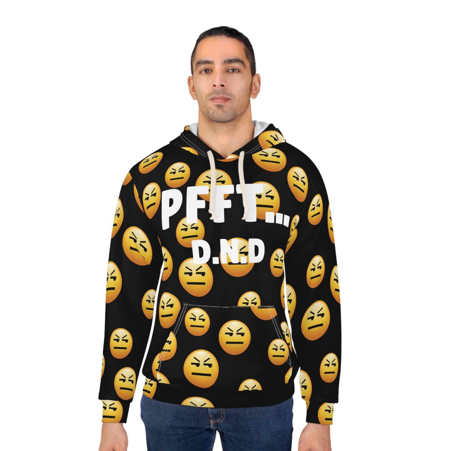 BLACK PFFT... D.N.D Hoodie A.O.P UNI-SEX