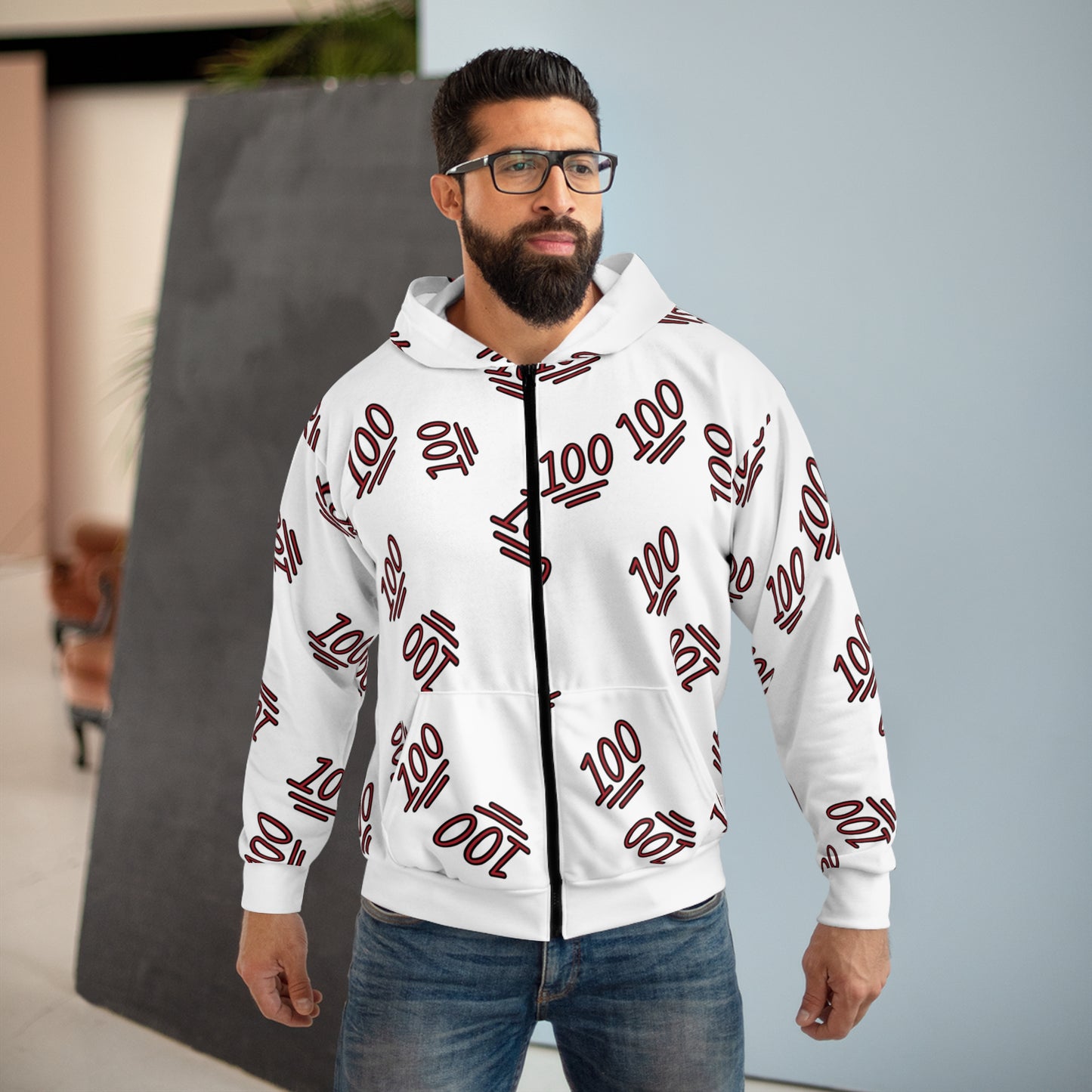 100 EMOJI BOMB A.O.P Zipper Hoodie UNI-SEX